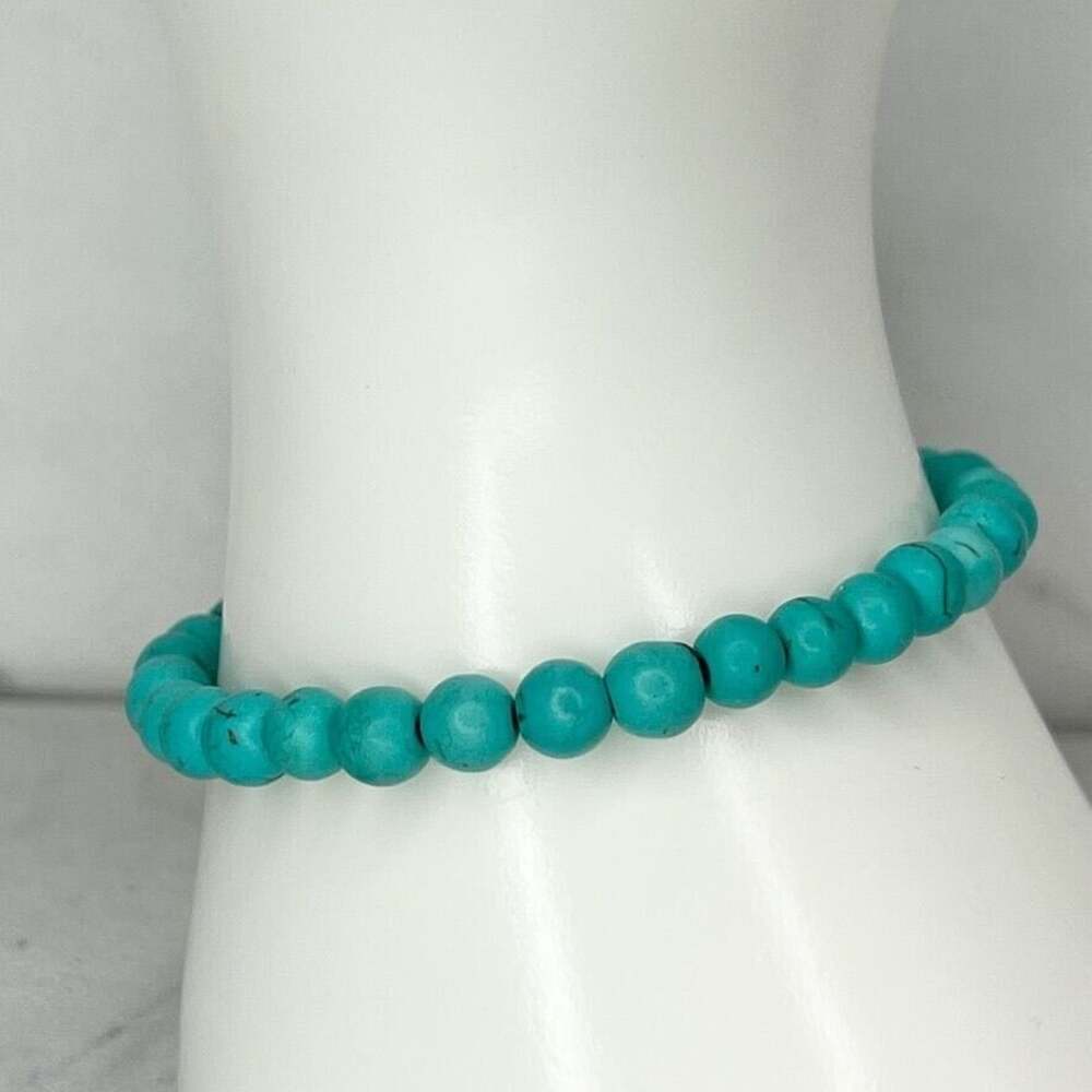 Faux Turquoise Bubble Beaded Stretch Bracelet